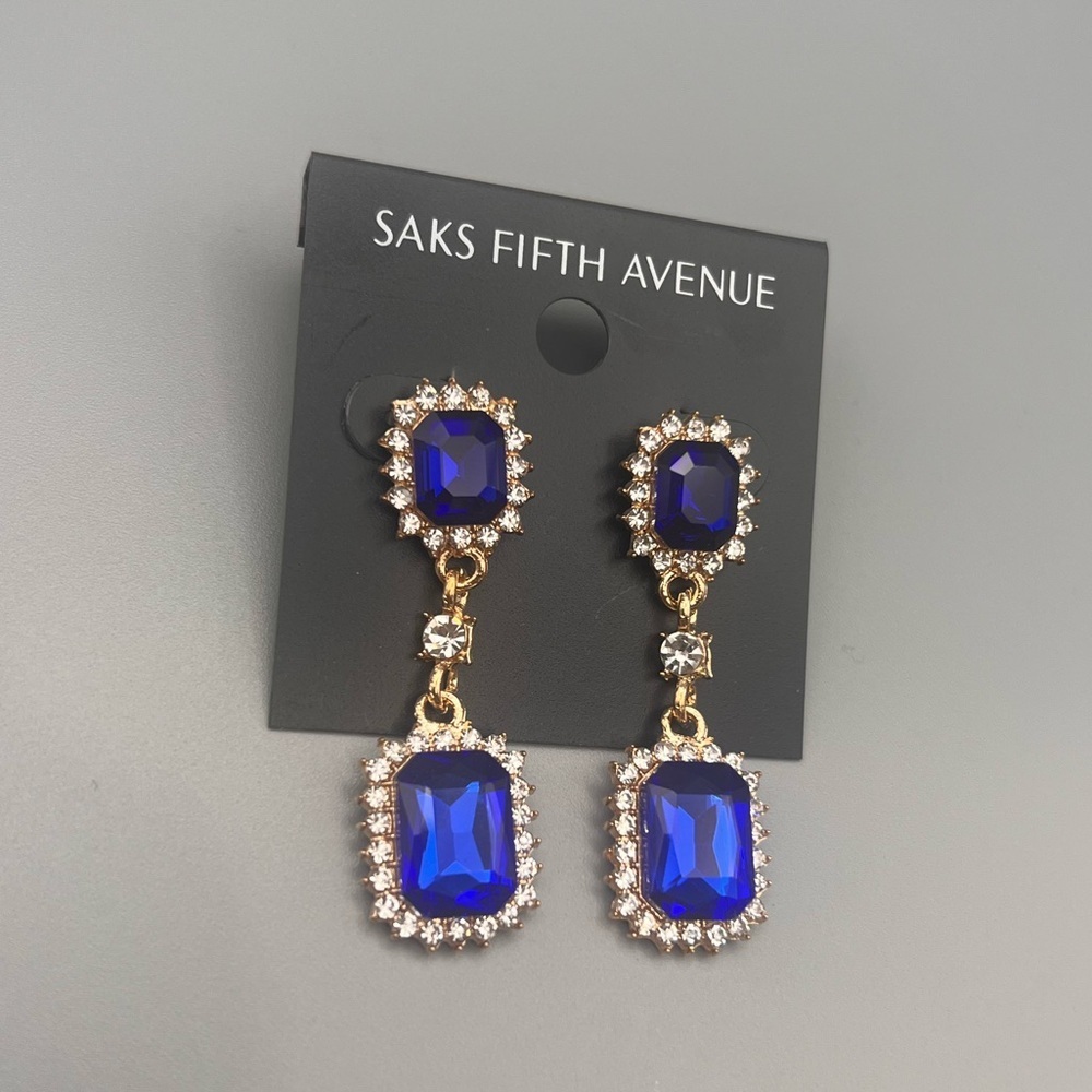 Saks Fifth Avenue Royal Blue and Gold Earrings